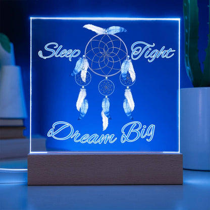 Magical Dreamcatcher Acrylic Night Light for Kids-blue color- Chase Dreams with Light