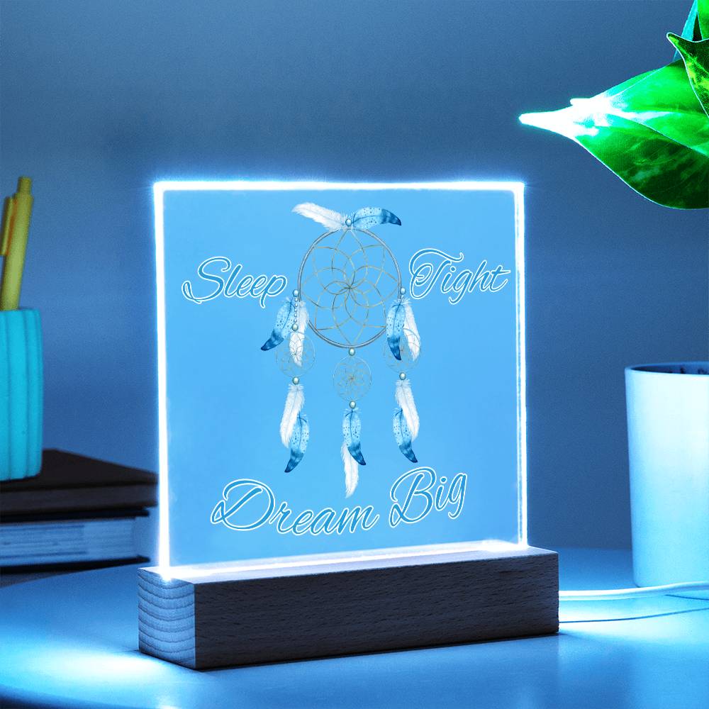 Magical Dreamcatcher Acrylic Night Light for Kids-blue color- Chase Dreams with Light