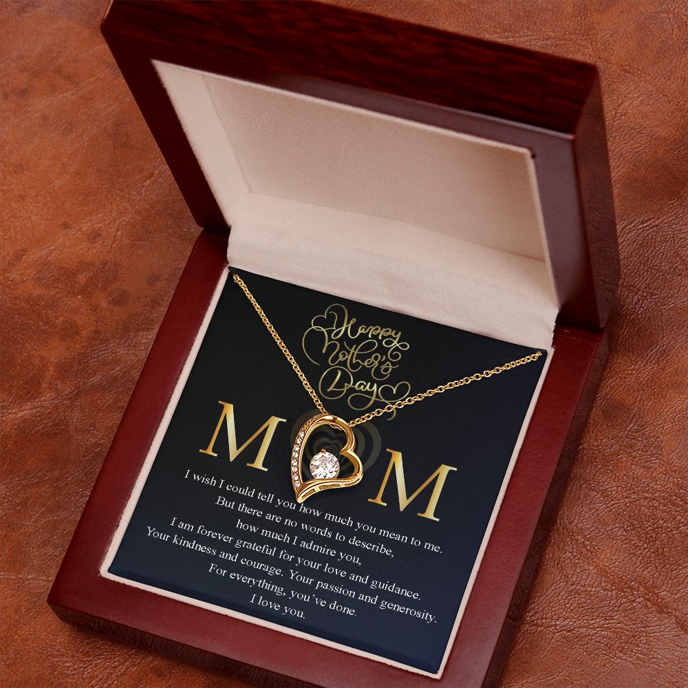 Mom, I wish I could tell you how much you mean to me Message Card Necklace