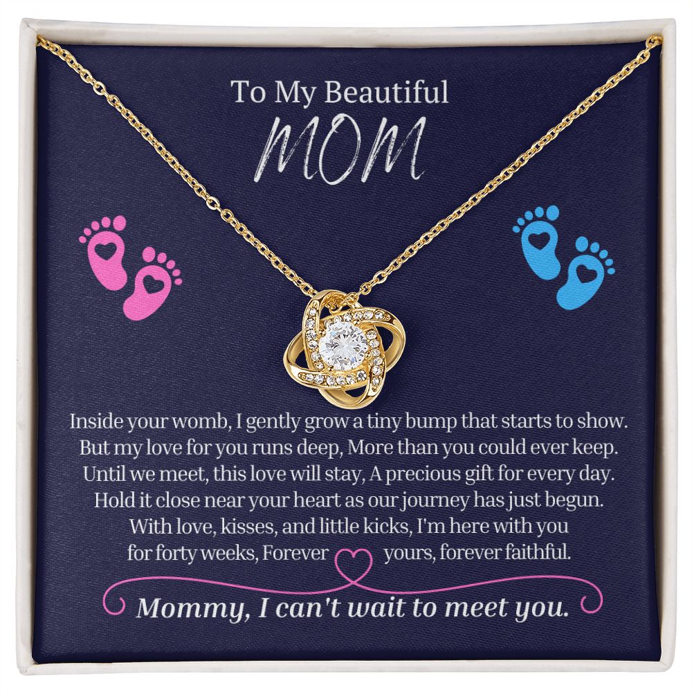 Products To My Mommy, Mom to Be, Love Knot Necklace, Baby Shower Gift, Expecting Mother Pregnancy Gift