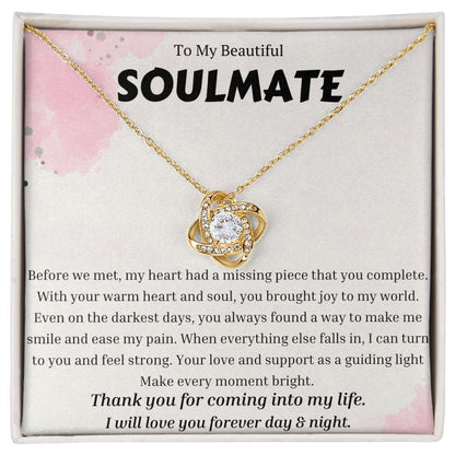 To My Soulmate Love Knot Necklace, Anniversary Gift for Soulmate, Soulmate Birthday, Soulmate Necklace, Valentines Day Gift For Soulmate