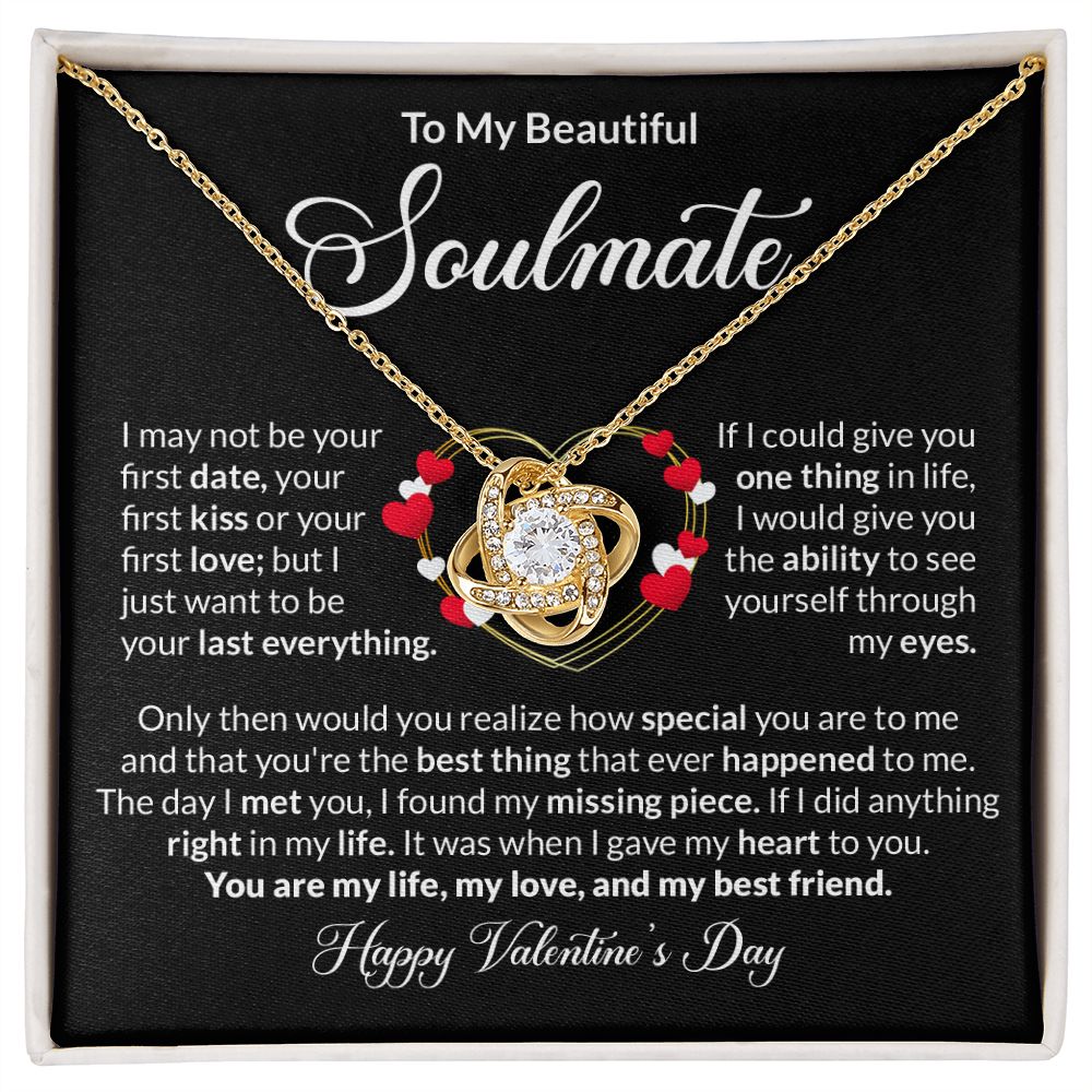 To My Soulmate Love Knot Necklace, Anniversary Gift for Soulmate, Soulmate Birthday, Soulmate Necklace, Valentines Day Gift For Soulmate