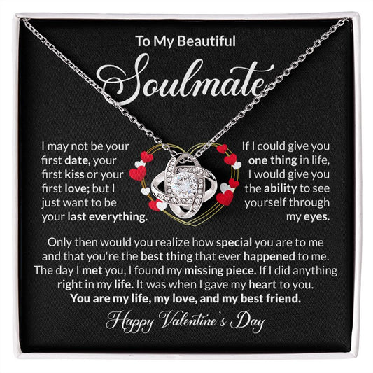 To My Soulmate Love Knot Necklace, Anniversary Gift for Soulmate, Soulmate Birthday, Soulmate Necklace, Valentines Day Gift For Soulmate