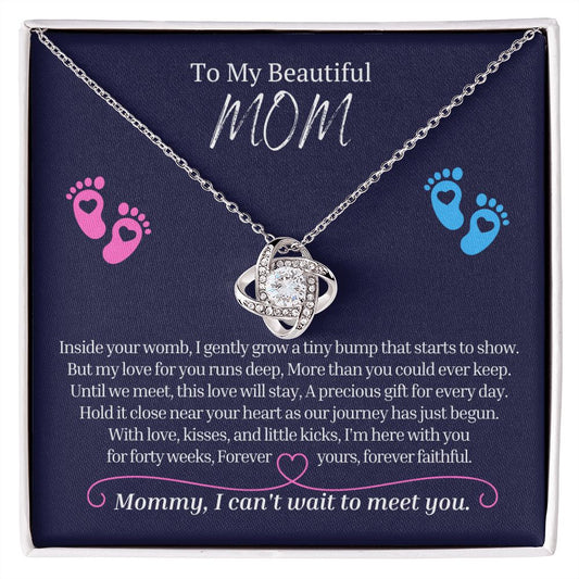 Products To My Mommy, Mom to Be, Love Knot Necklace, Baby Shower Gift, Expecting Mother Pregnancy Gift