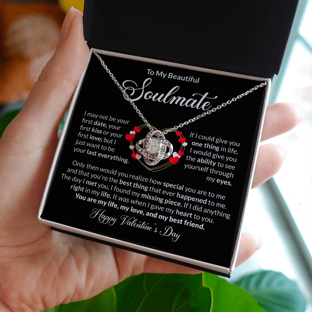 To My Soulmate Love Knot Necklace, Anniversary Gift for Soulmate, Soulmate Birthday, Soulmate Necklace, Valentines Day Gift For Soulmate