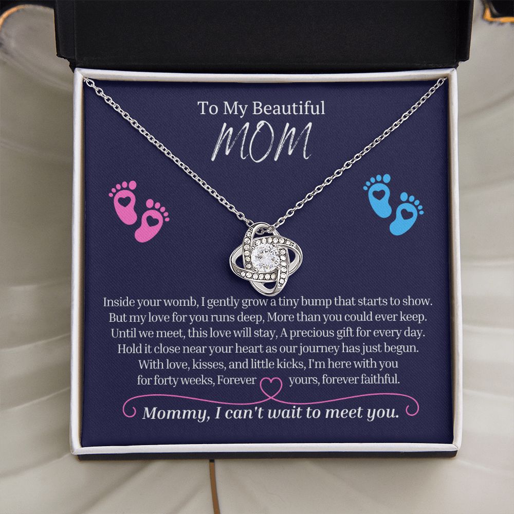 Products To My Mommy, Mom to Be, Love Knot Necklace, Baby Shower Gift, Expecting Mother Pregnancy Gift