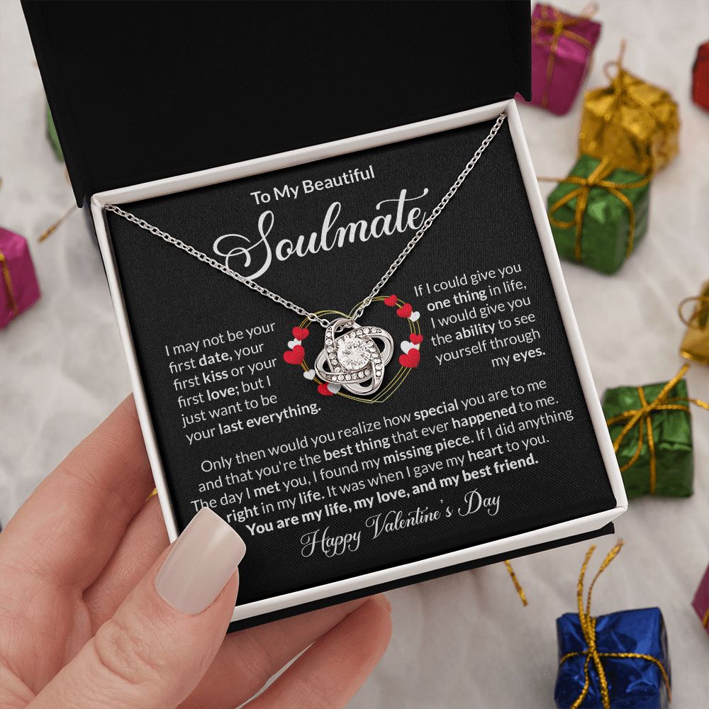 To My Soulmate Love Knot Necklace, Anniversary Gift for Soulmate, Soulmate Birthday, Soulmate Necklace, Valentines Day Gift For Soulmate
