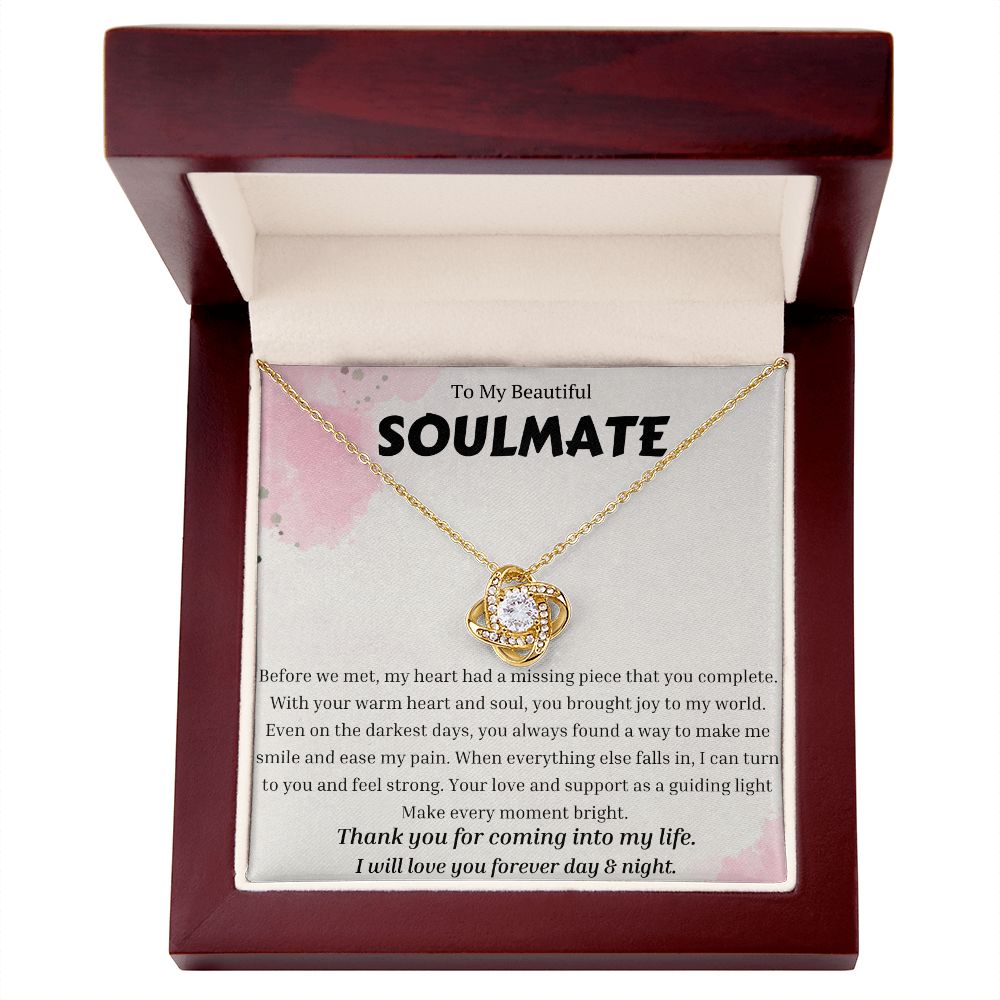 To My Soulmate Love Knot Necklace, Anniversary Gift for Soulmate, Soulmate Birthday, Soulmate Necklace, Valentines Day Gift For Soulmate