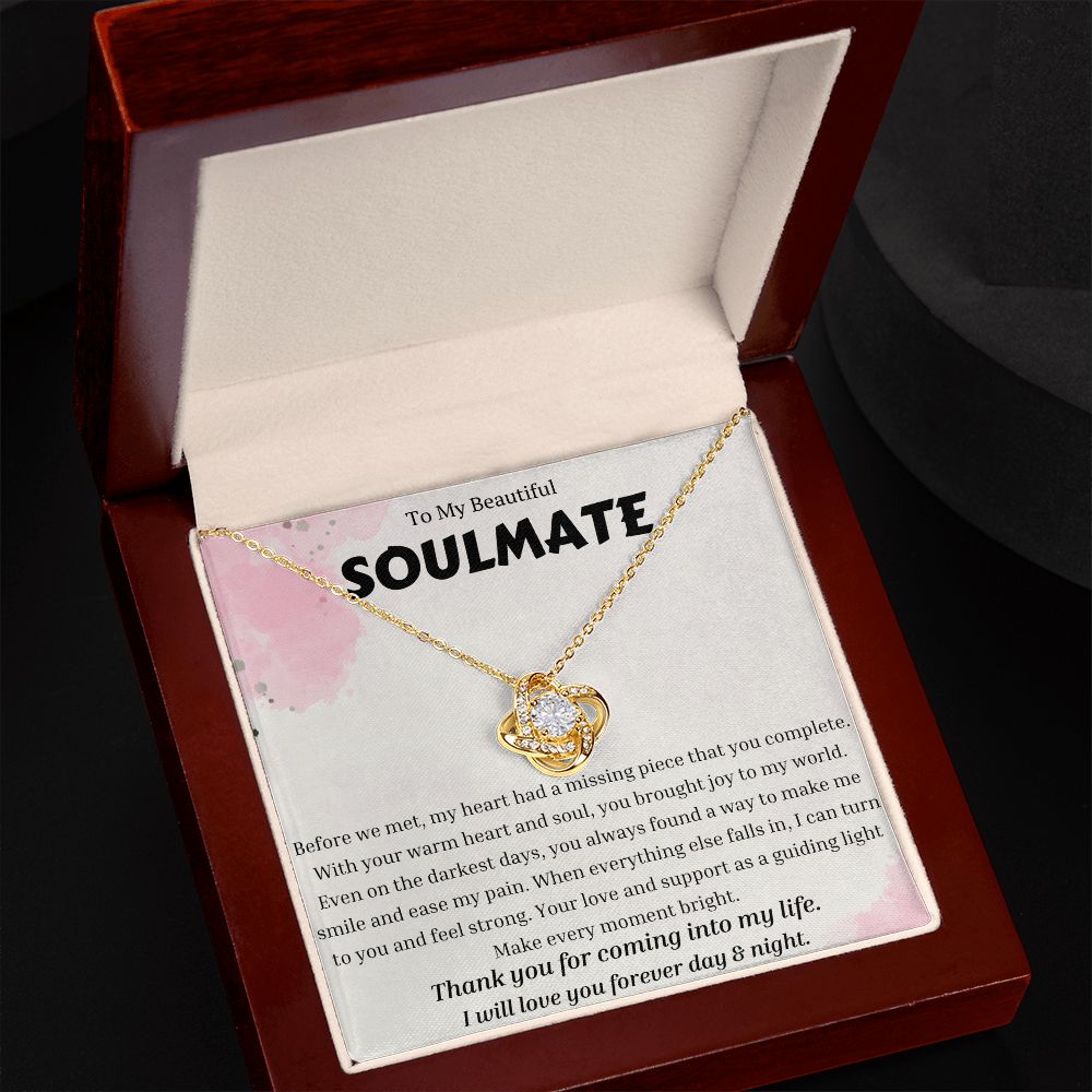 To My Soulmate Love Knot Necklace, Anniversary Gift for Soulmate, Soulmate Birthday, Soulmate Necklace, Valentines Day Gift For Soulmate