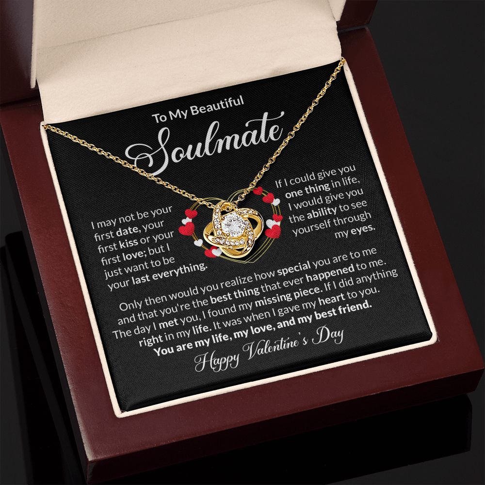 To My Soulmate Love Knot Necklace, Anniversary Gift for Soulmate, Soulmate Birthday, Soulmate Necklace, Valentines Day Gift For Soulmate