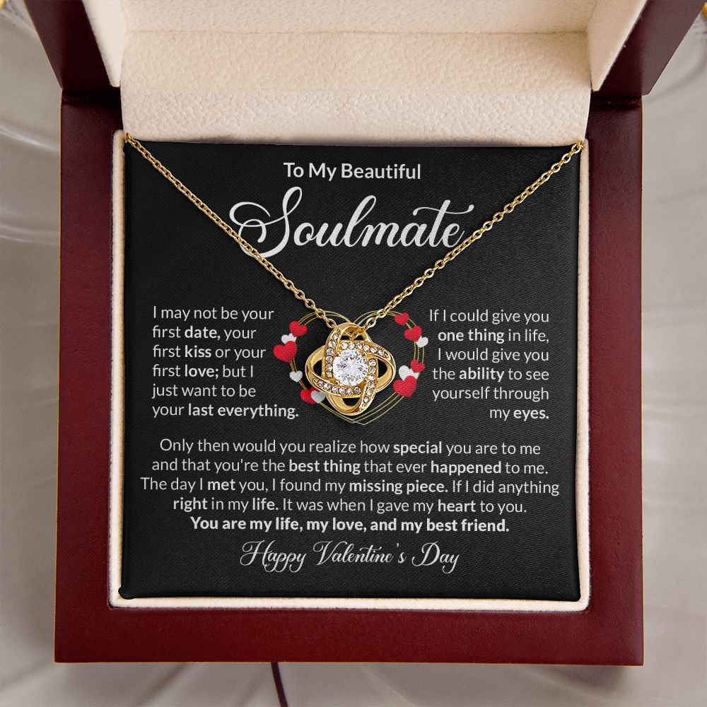 To My Soulmate Love Knot Necklace, Anniversary Gift for Soulmate, Soulmate Birthday, Soulmate Necklace, Valentines Day Gift For Soulmate