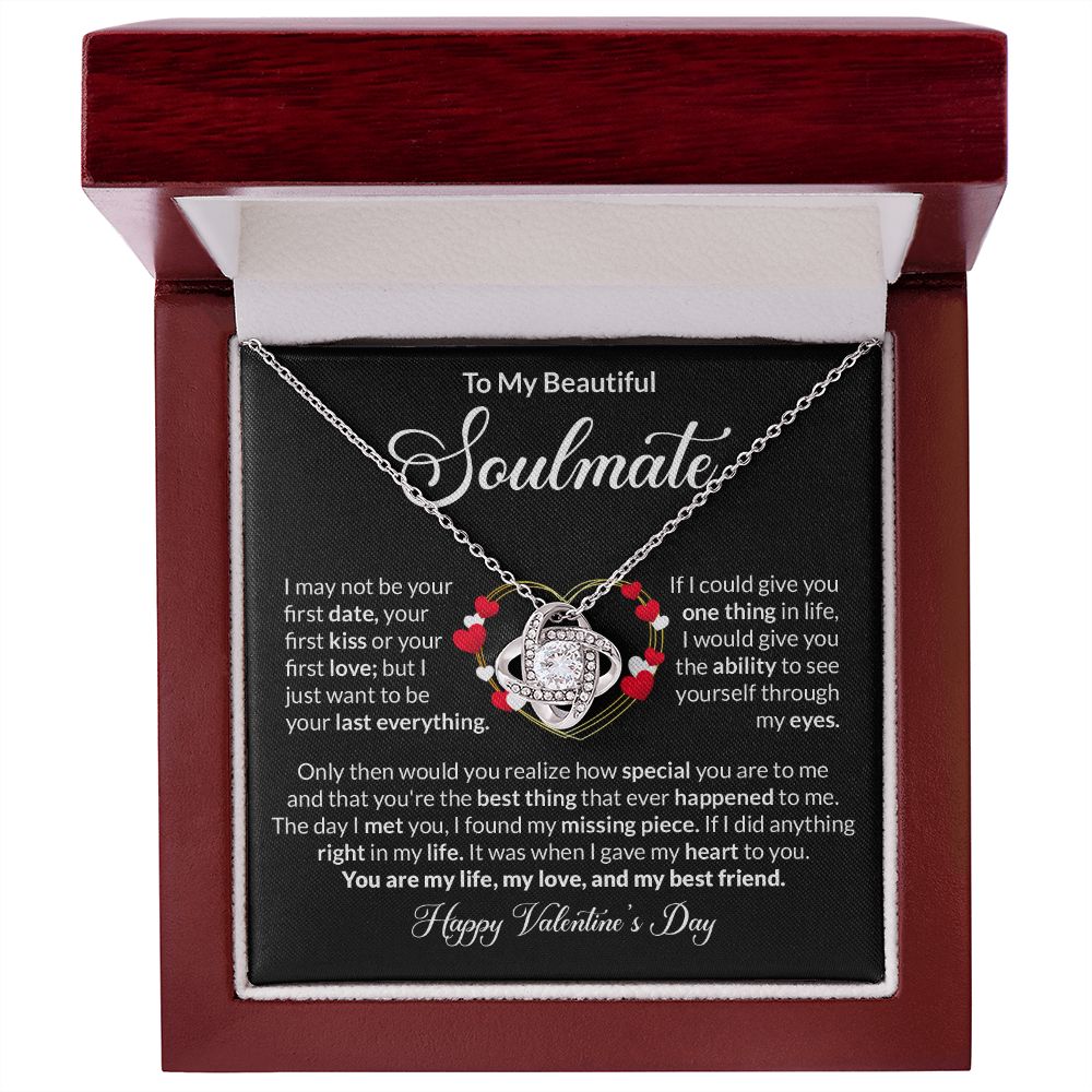 To My Soulmate Love Knot Necklace, Anniversary Gift for Soulmate, Soulmate Birthday, Soulmate Necklace, Valentines Day Gift For Soulmate
