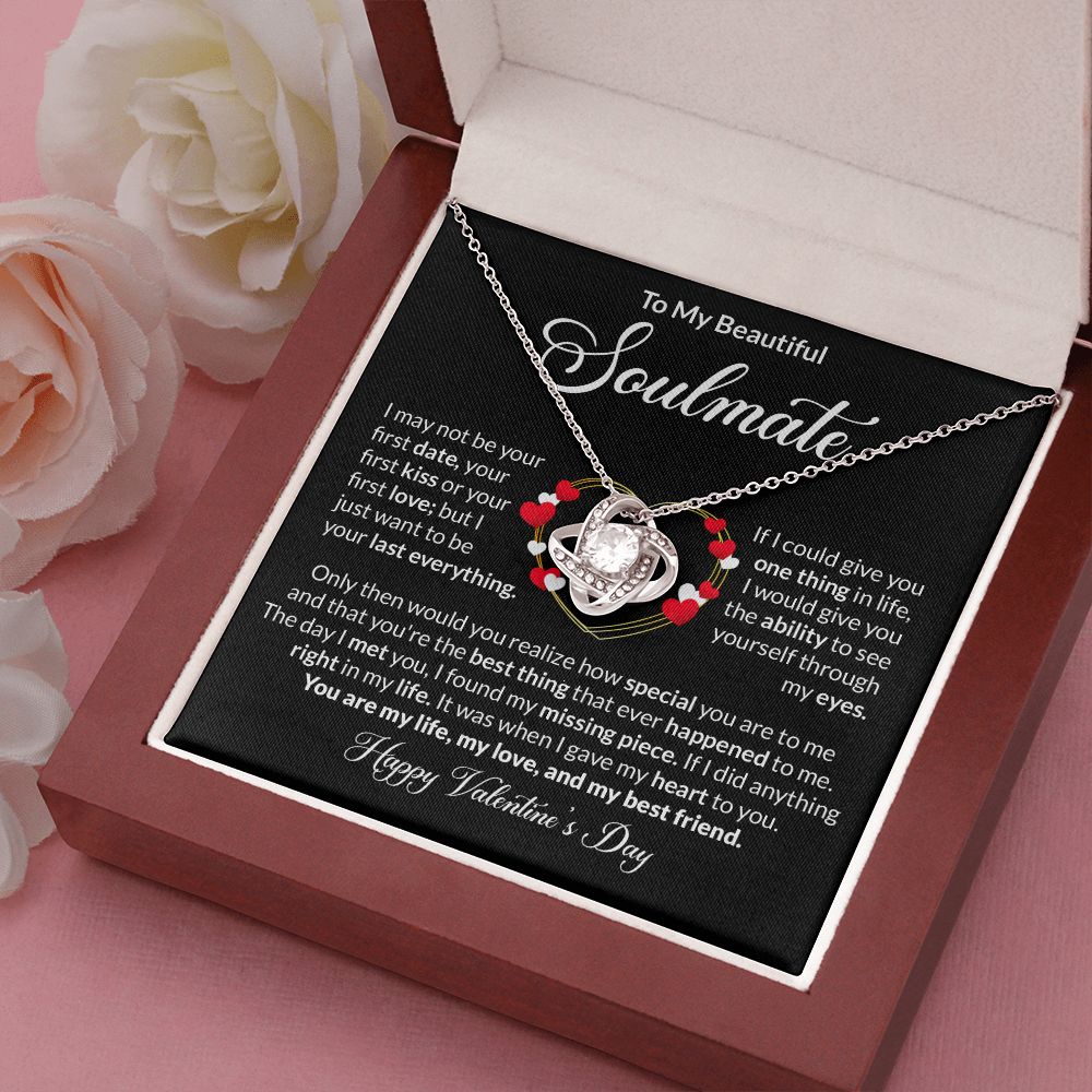 To My Soulmate Love Knot Necklace, Anniversary Gift for Soulmate, Soulmate Birthday, Soulmate Necklace, Valentines Day Gift For Soulmate