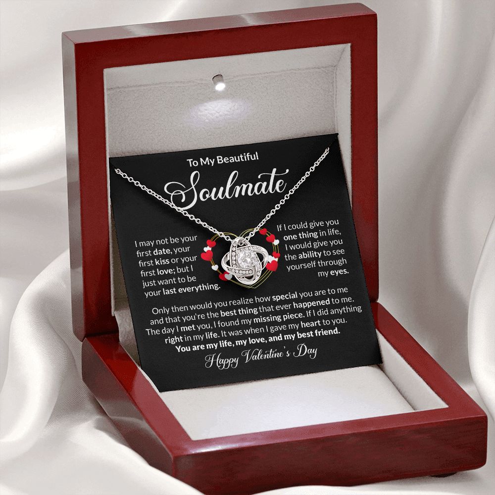 To My Soulmate Love Knot Necklace, Anniversary Gift for Soulmate, Soulmate Birthday, Soulmate Necklace, Valentines Day Gift For Soulmate
