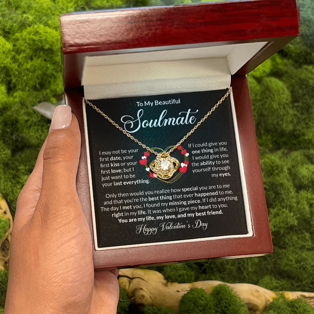 To My Soulmate Love Knot Necklace, Anniversary Gift for Soulmate, Soulmate Birthday, Soulmate Necklace, Valentines Day Gift For Soulmate