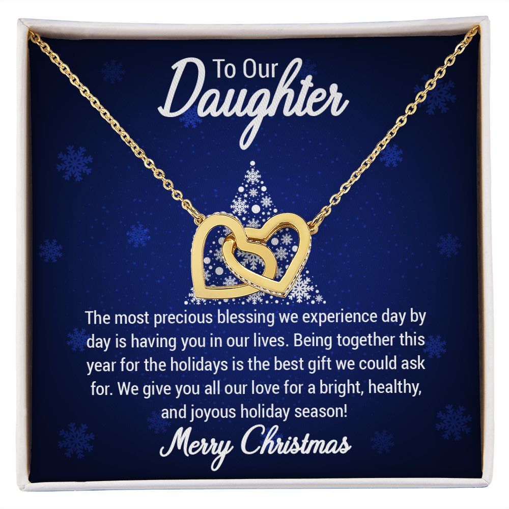 To our Daughter The most precious blessing we experience day by day is having you in our lives  Christmas Interlocking Hearts Necklace