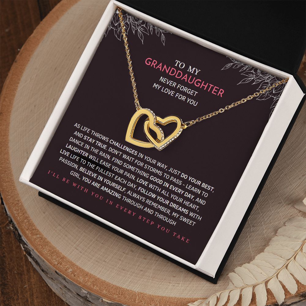 To My Granddaughter Never Forget my Love For You Interlocking Hearts Necklace, Granddaughter Necklace, Granddaughter Gifts