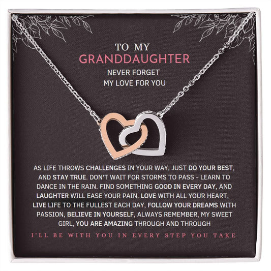 To My Granddaughter Never Forget my Love For You Interlocking Hearts Necklace, Granddaughter Necklace, Granddaughter Gifts