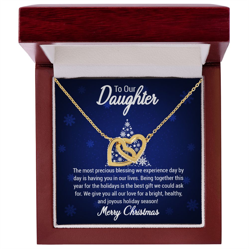 To our Daughter The most precious blessing we experience day by day is having you in our lives  Christmas Interlocking Hearts Necklace