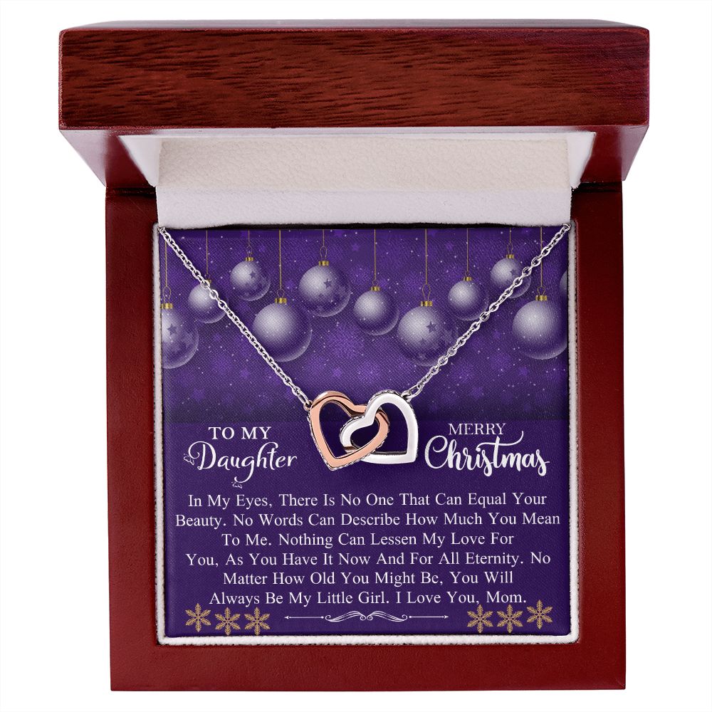To My Daughter from Mom "No Words Can Describe How Much You Mean To Me" Interlocking Hearts necklace