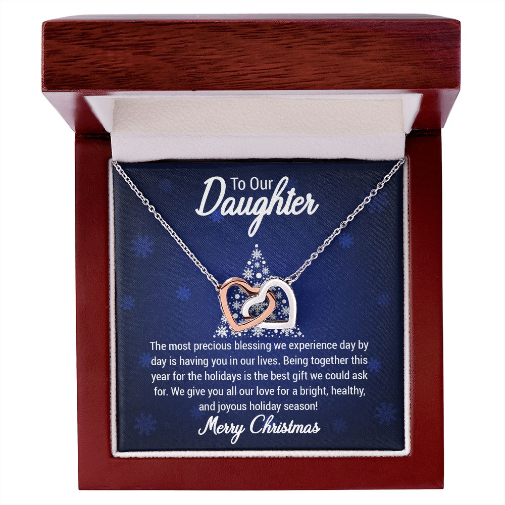 To our Daughter The most precious blessing we experience day by day is having you in our lives  Christmas Interlocking Hearts Necklace