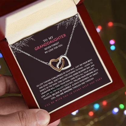 To My Granddaughter Never Forget my Love For You Interlocking Hearts Necklace, Granddaughter Necklace, Granddaughter Gifts
