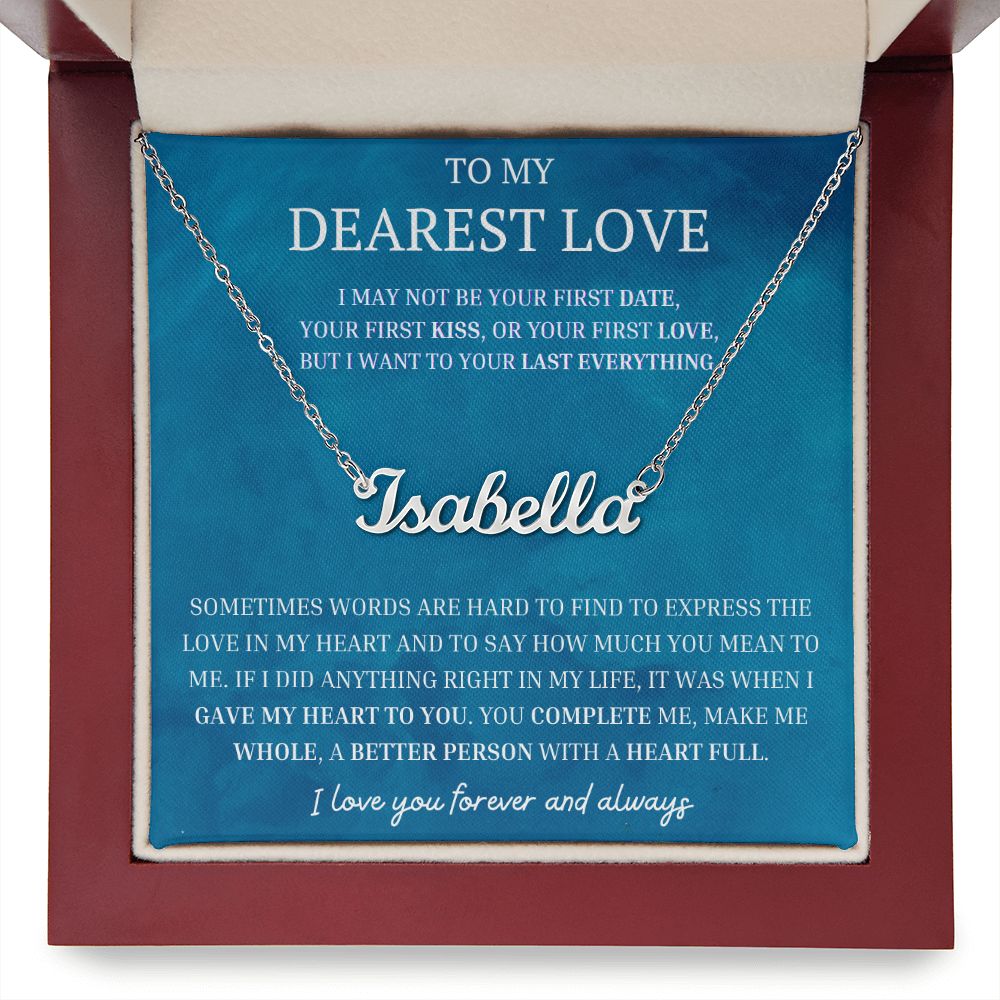To My Dearest Love Personalized Name Necklace YOU COMPLETE ME, Anniversary Gift for SOULMATE , SOULMATE Birthday, SOULMATE Necklace, Valentines Day Gift For SOULMATE