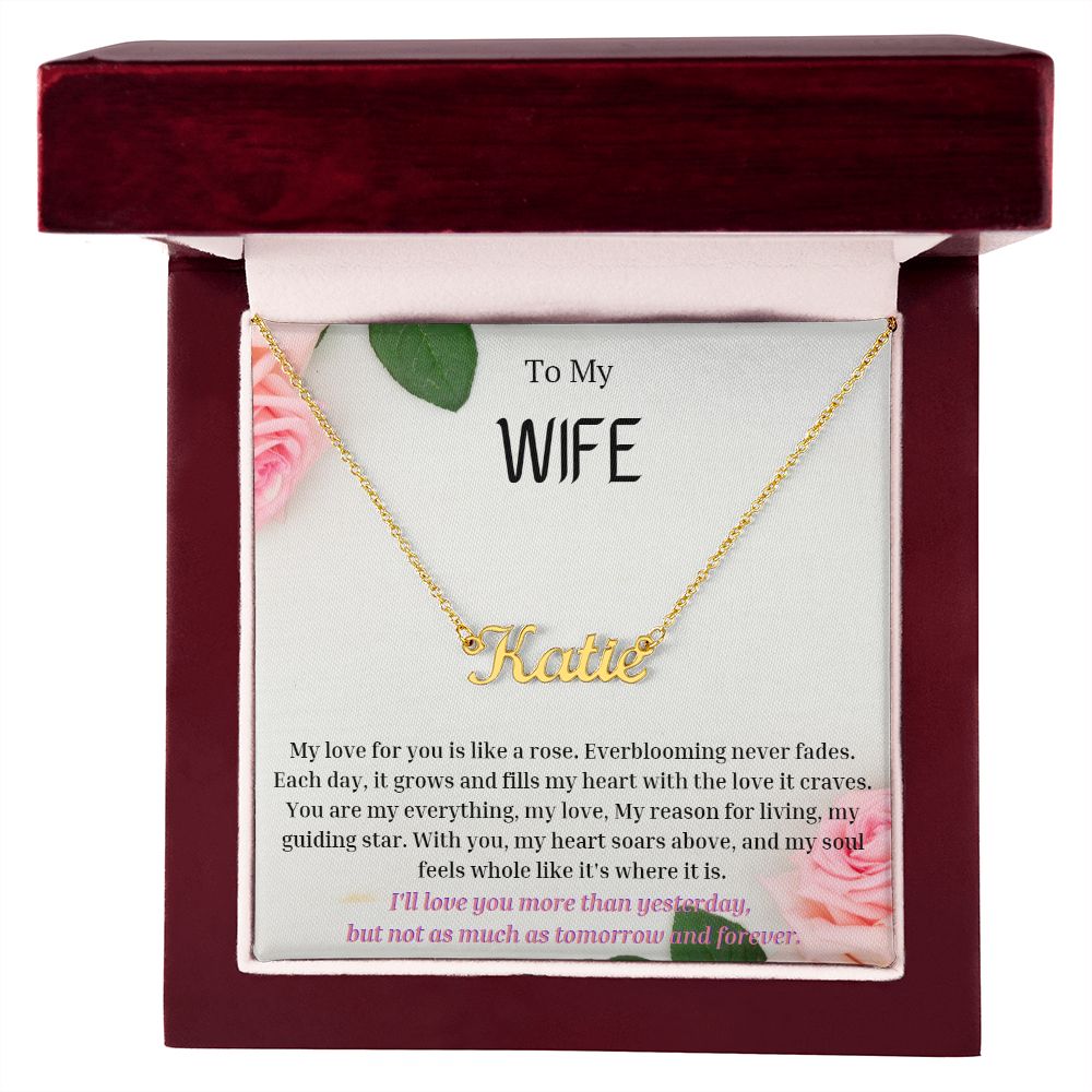 To My WIFE Personalized Name Necklace My love for you is like a rose, Anniversary Gift for WIFE , WIFE Birthday, WIFE Necklace, Valentines Day Gift For WIFE