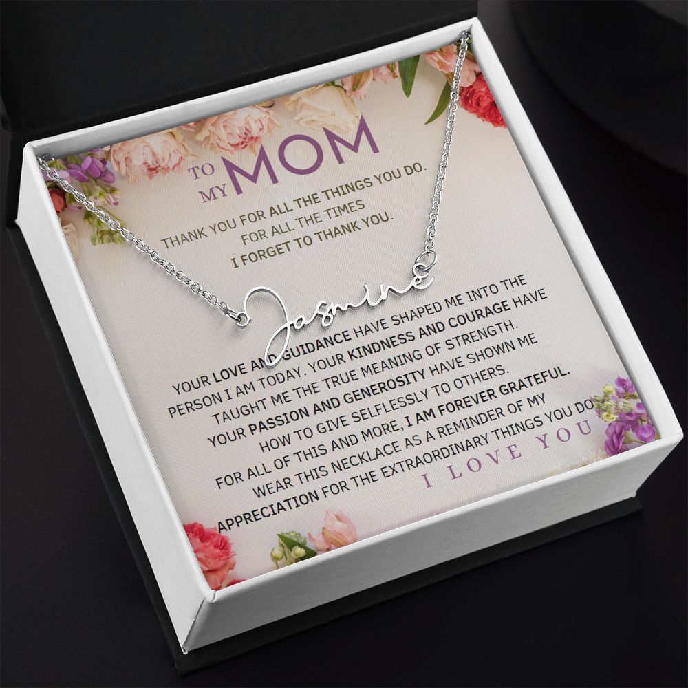 To My Mom Signature Style Name Necklace Message Card for All Necklace Jewelry From Son Daughter Gift Anniversary Birthday Mothers day