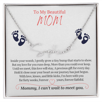 To My Mommy Mom to Be Signature Style Name Necklace, Baby Shower Gift, Expecting Mother Pregnancy Gift Set