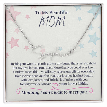 Products To My Mommy, Mom to Be, Signature Style Name Necklace, Baby Shower Gift, Expecting Mother Pregnancy Gift