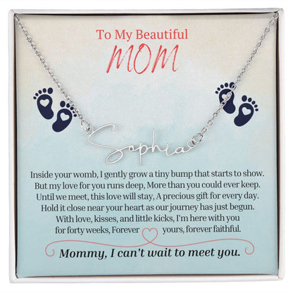 To My Mommy Mom to Be Signature Style Name Necklace, Baby Shower Gift, Expecting Mother Pregnancy Gift