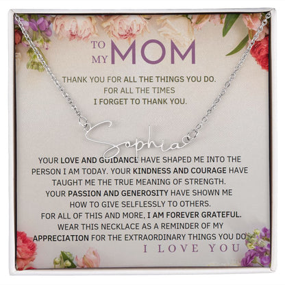 To My Mom Signature Style Name Necklace Message Card for All Necklace Jewelry From Son Daughter Gift Anniversary Birthday Mothers day