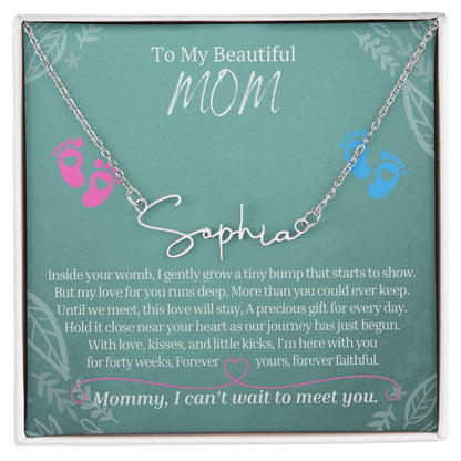 To My Mommy, Mom to Be, Signature Style Name Necklace, Baby Shower Gift, Expecting Mother Pregnancy Gift