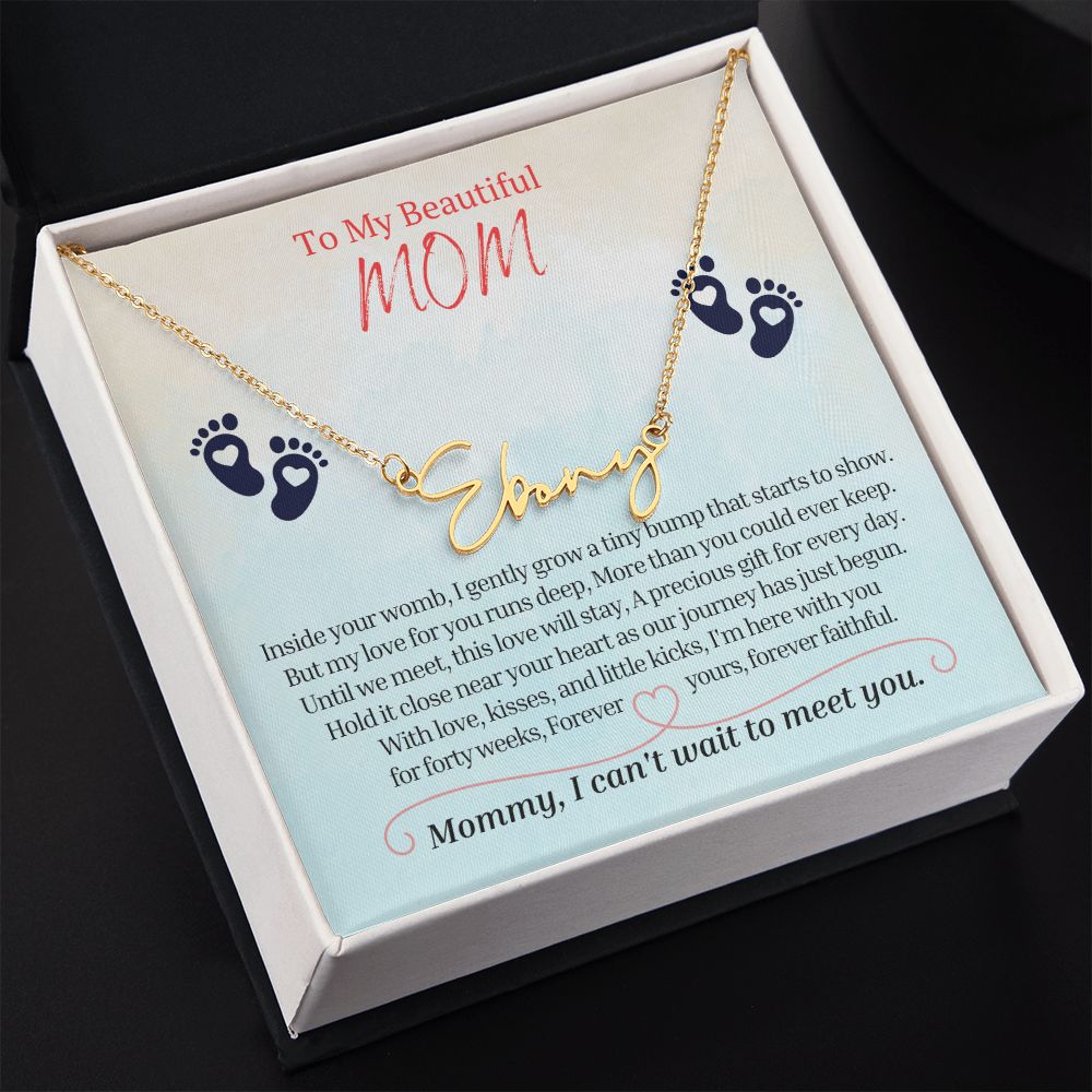 To My Mommy Mom to Be Signature Style Name Necklace, Baby Shower Gift, Expecting Mother Pregnancy Gift