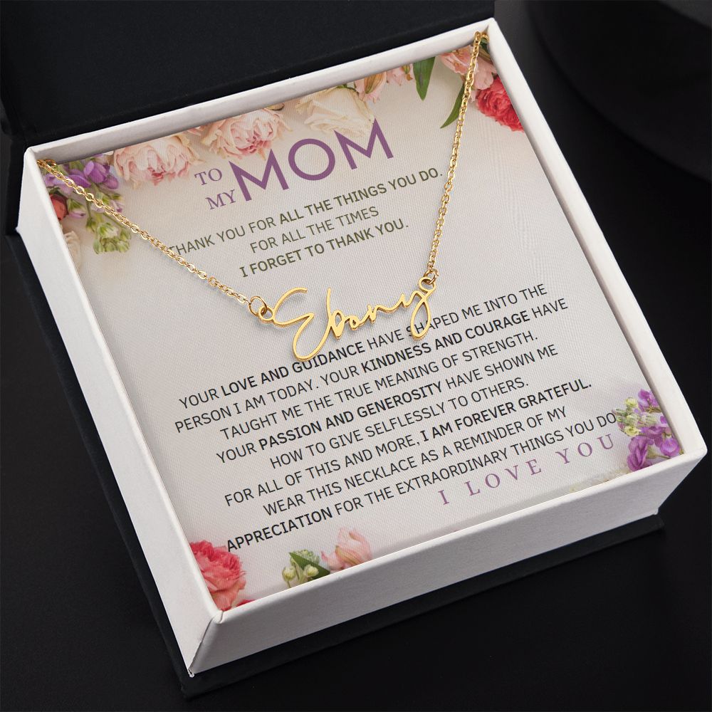 To My Mom Signature Style Name Necklace Message Card for All Necklace Jewelry From Son Daughter Gift Anniversary Birthday Mothers day