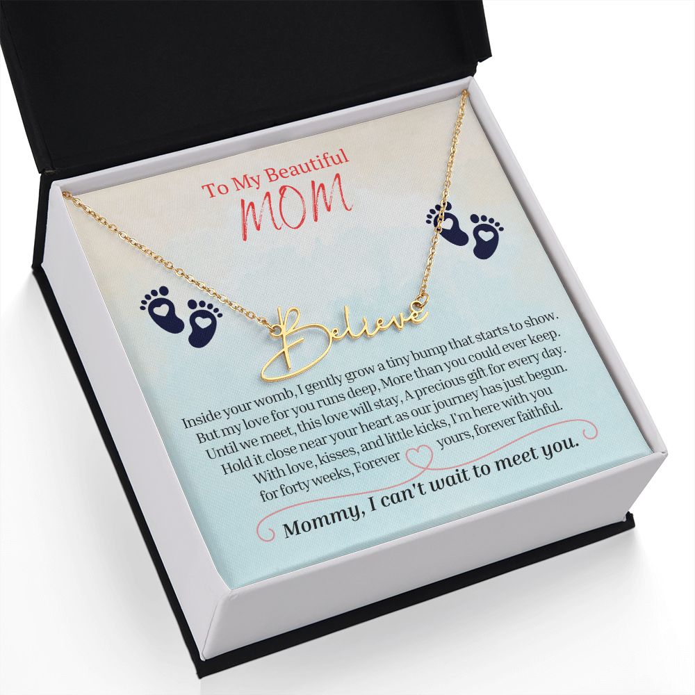 To My Mommy Mom to Be Signature Style Name Necklace, Baby Shower Gift, Expecting Mother Pregnancy Gift