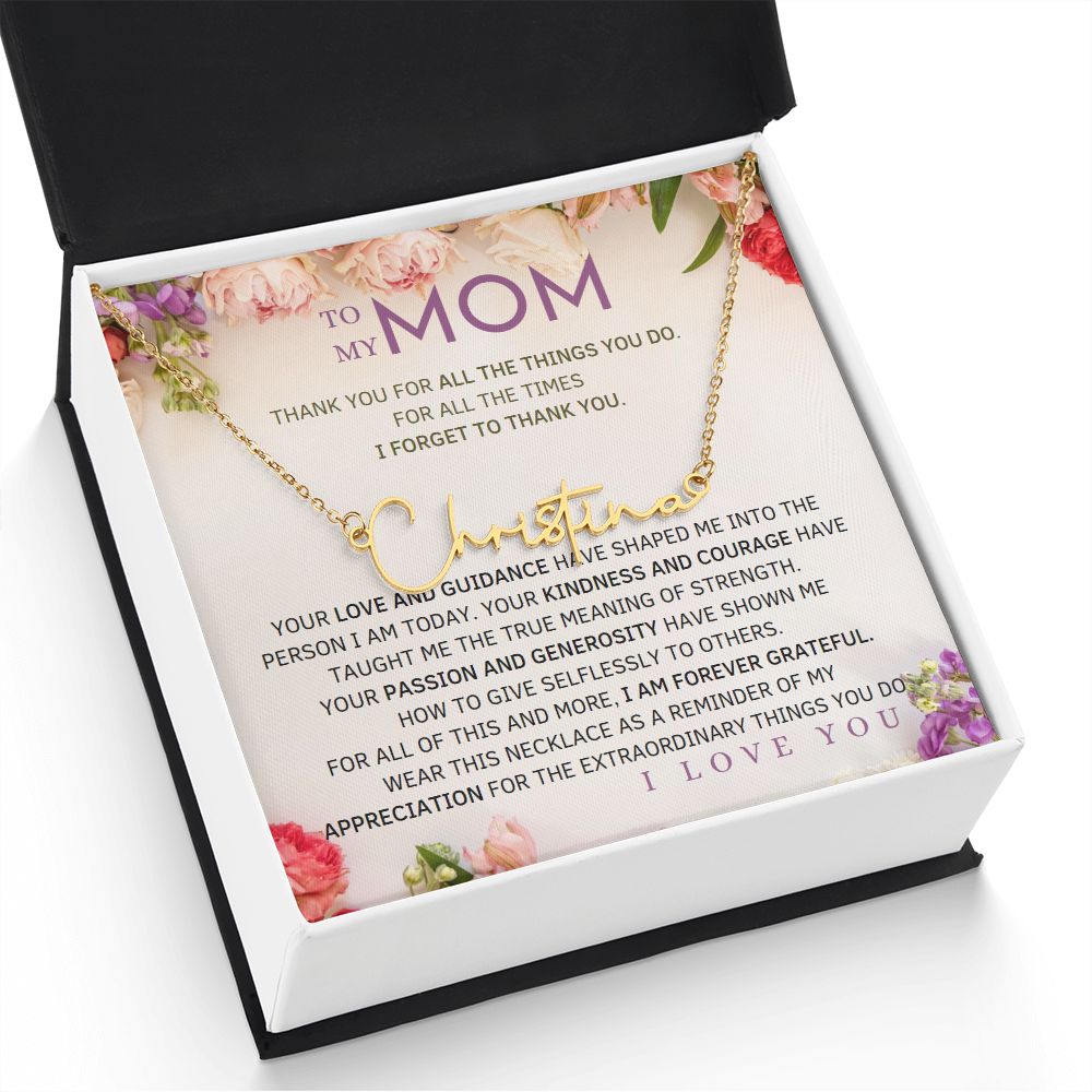 To My Mom Signature Style Name Necklace Message Card for All Necklace Jewelry From Son Daughter Gift Anniversary Birthday Mothers day