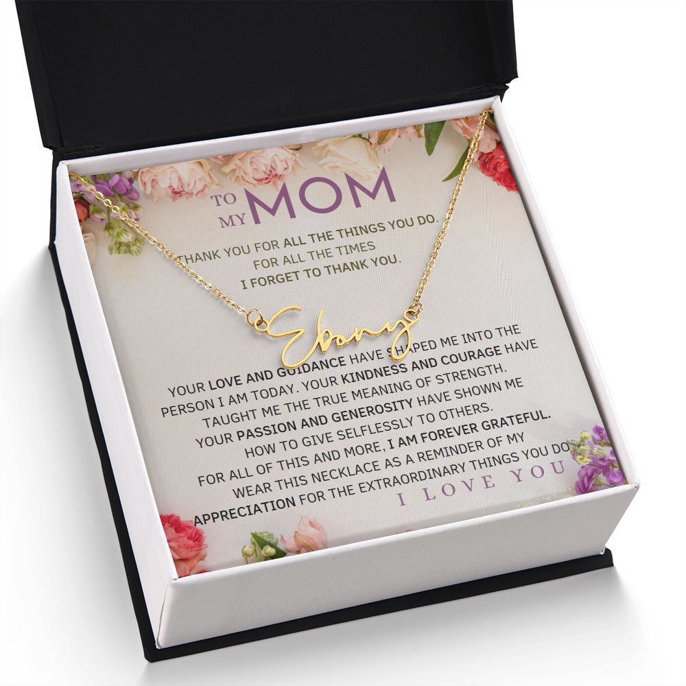 To My Mom Signature Style Name Necklace Message Card for All Necklace Jewelry From Son Daughter Gift Anniversary Birthday Mothers day