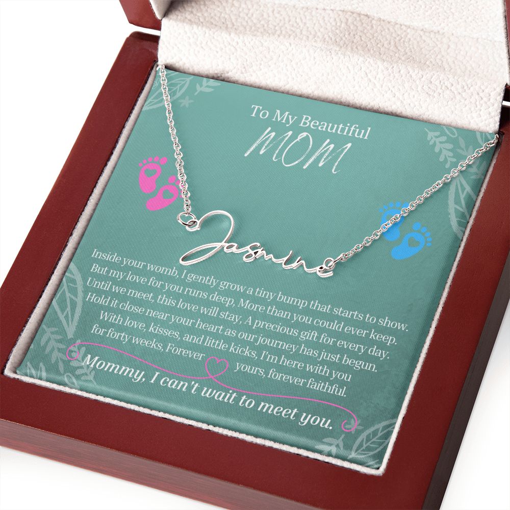 To My Mommy, Mom to Be, Signature Style Name Necklace, Baby Shower Gift, Expecting Mother Pregnancy Gift