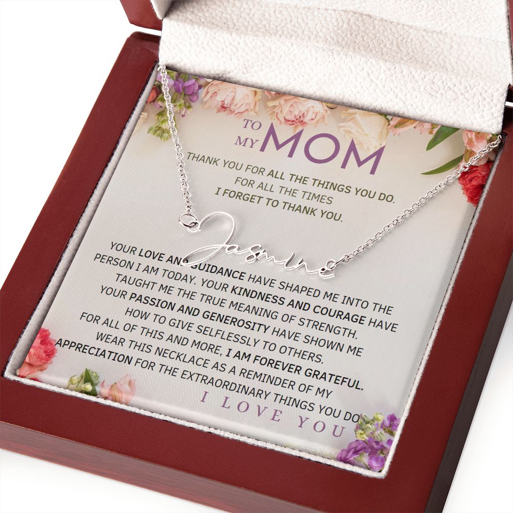 To My Mom Signature Style Name Necklace Message Card for All Necklace Jewelry From Son Daughter Gift Anniversary Birthday Mothers day