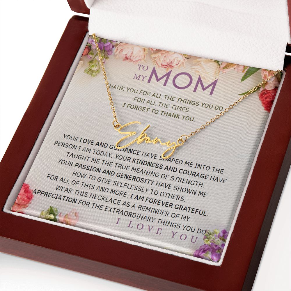 To My Mom Signature Style Name Necklace Message Card for All Necklace Jewelry From Son Daughter Gift Anniversary Birthday Mothers day