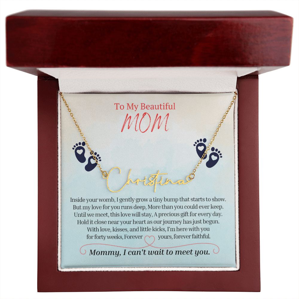 To My Mommy Mom to Be Signature Style Name Necklace, Baby Shower Gift, Expecting Mother Pregnancy Gift