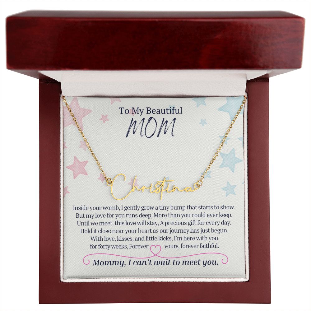 Products To My Mommy, Mom to Be, Signature Style Name Necklace, Baby Shower Gift, Expecting Mother Pregnancy Gift