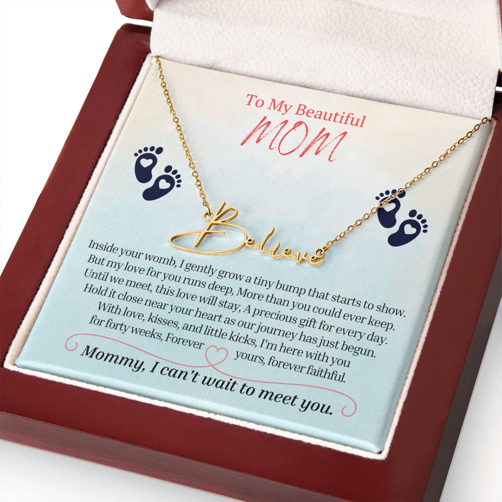 To My Mommy Mom to Be Signature Style Name Necklace, Baby Shower Gift, Expecting Mother Pregnancy Gift