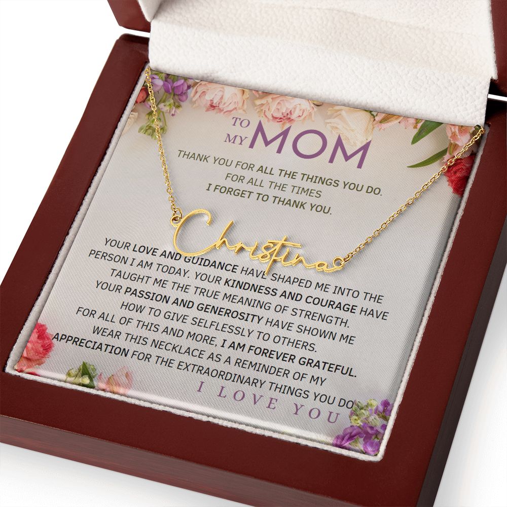 To My Mom Signature Style Name Necklace Message Card for All Necklace Jewelry From Son Daughter Gift Anniversary Birthday Mothers day