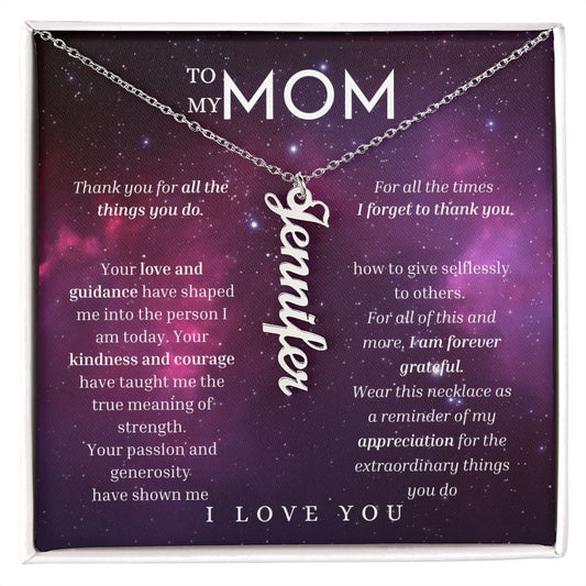 To My Mom Vertical Name Necklace Message Card for All Necklace Jewelry From Son Daughter Gift Anniversary Birthday Mothers day