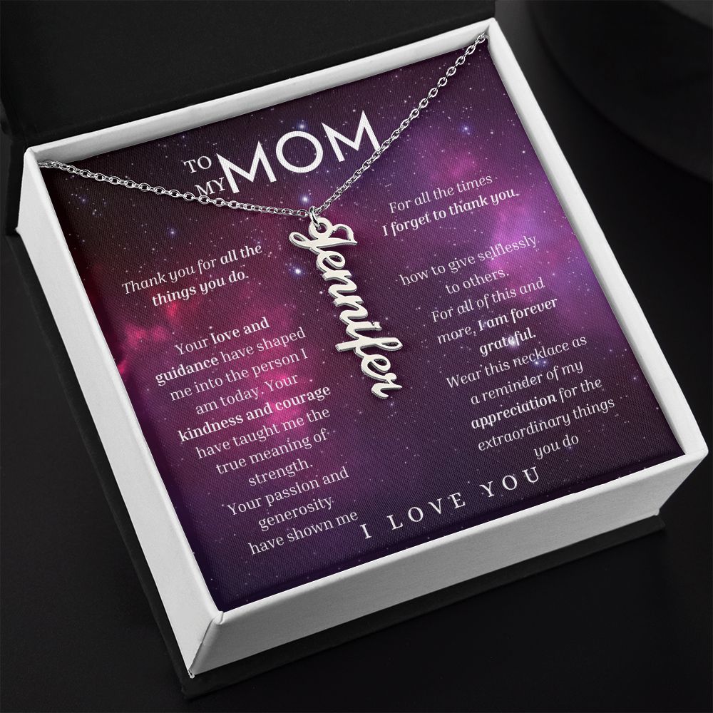 To My Mom Vertical Name Necklace Message Card for All Necklace Jewelry From Son Daughter Gift Anniversary Birthday Mothers day