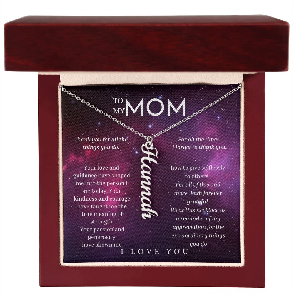 To My Mom Vertical Name Necklace Message Card for All Necklace Jewelry From Son Daughter Gift Anniversary Birthday Mothers day