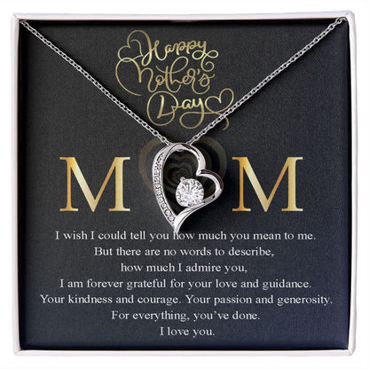 Mom, I wish I could tell you how much you mean to me Message Card Necklace